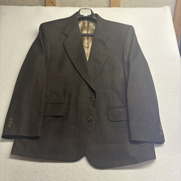 Oscar de la Renta Men's Tailored Wool Blazer Jacket  Brown Tweed Sport Coat VTG - Picture 1 of 9